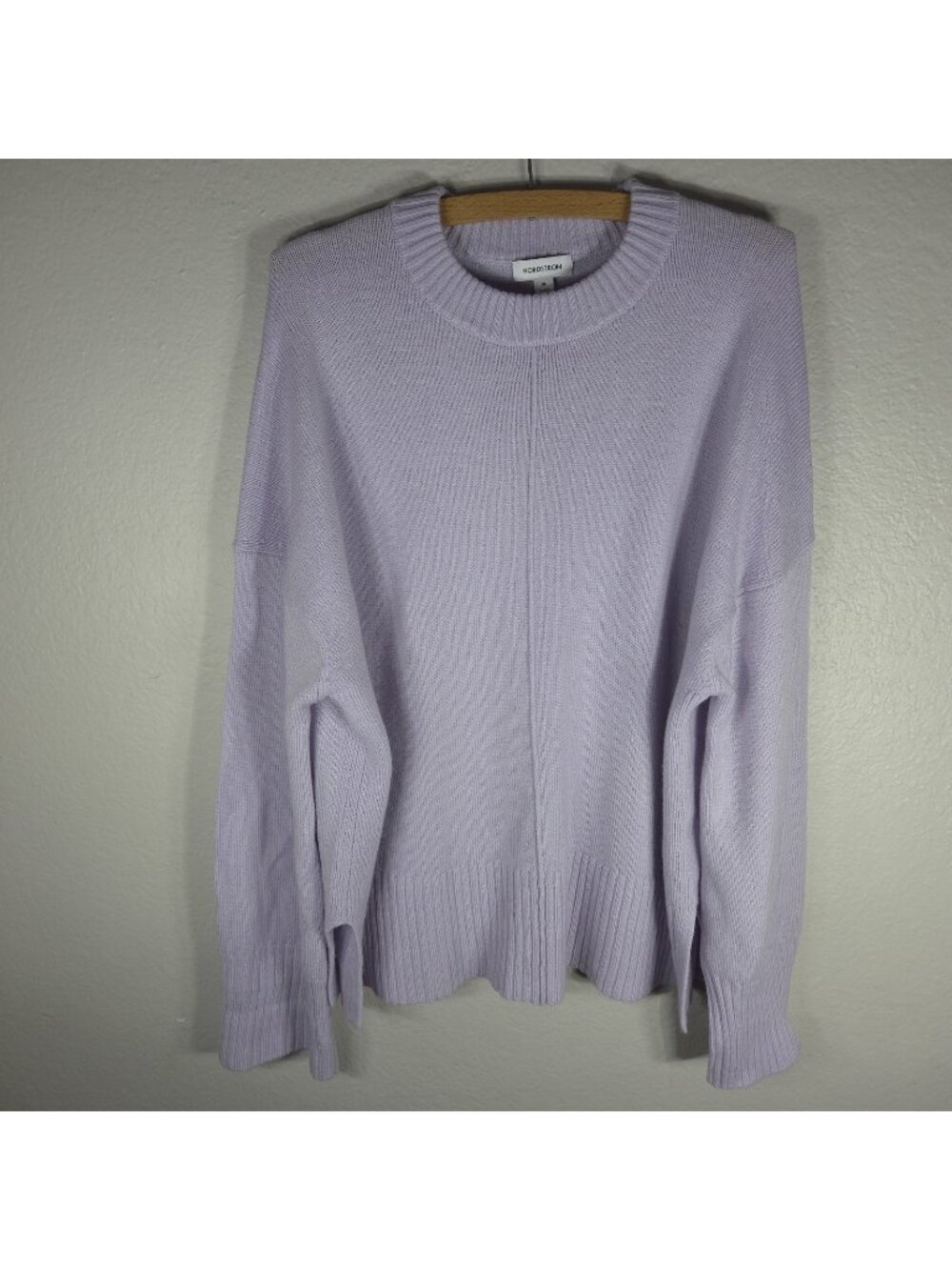 Nordstrom Lilac Purple Wool Blend Knit Sweater Womens Pullover Size XL Crew Neck